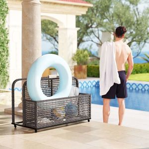 Cesto portaoggetti in rattan per attrezzi e accessori per la pulizia della piscina - Product Image 1