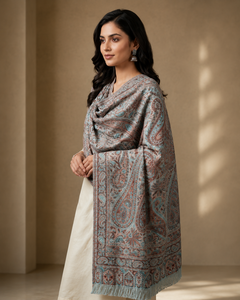 Premium Grey Lightweight Breathable Anti-Bacterial Viscose Women's <b>Scarf</b> | Tropical Pattern Long Length Shawl <b>Wrap</b> | Soft - Product Image 4