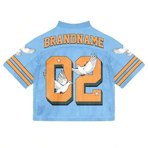 Camiseta de fútbol americano de malla oversize con gráfico de sublimación personalizado, cuello en V, estilo urbano, uniforme de equipo, OEM al por mayor - Product Image 2