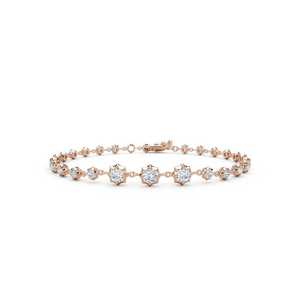 Pulsera de eslabones con diamantes cultivados en laboratorio, ajustable de 7 pulgadas, oro macizo de 14K y 18K, estilo tenis con puntas, para uso diario, venta al por mayor - Product Image 1
