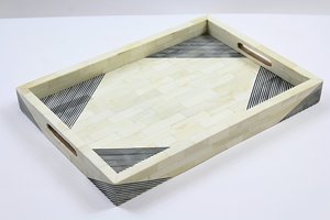 Plateau en résine de qualité supérieure, écologique, élégant, rectangulaire, avec incrustation d'os, plateau de service, taille personnalisée, nouveau design, articles ménagers tendance 2026 - Product Image 4