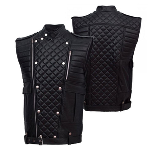 Men's Canvas Casual Breathable Short Moto Vest V-neck <b>Quilted</b> Design Zipper Closure Windproof Autumn Winter Outer Wear Regular - Product Image 6