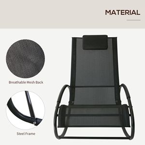 Sedia a dondolo da esterno con cuscino poggiatesta e tessuto traspirante - Per patio, terrazza, bordo piscina - Product Image 6