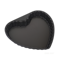 ATLAS STAR Mini Moule à tarte/quiche en alliage d'aluminium cannelé en forme de cœur de 5 pouces, fond amovible, anodisé dur, compatible four/lave-vaisselle