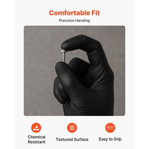 Gants jetables en nitrile noir 4,5 mil, bouts des doigts texturés, sans poudre, sans latex, qualité alimentaire, résistants aux perforations - Product Image 4