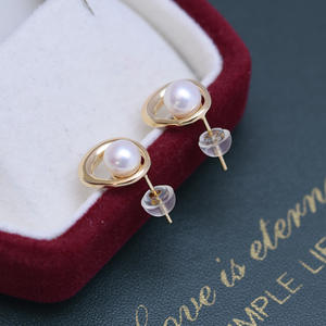 Boucles d'oreilles en perles d'eau douce pour femmes, S925, 6-7/7-8, forte luminosité, faibles défauts, perles doubles, vente en gros pour un style simple - Product Image 3