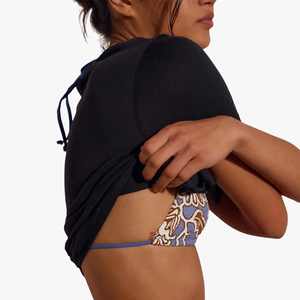 Ensemble 2 pièces pour femmes, haut court en coton avec pantalon large, manches courtes, col rond, coupe ample, couleur unie, décontracté, printemps été, ensemble pour femmes - Product Image 3