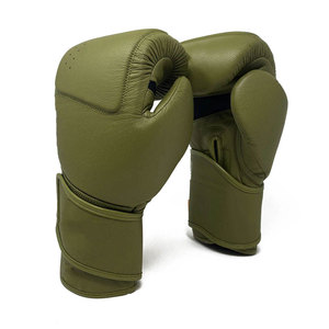 Gants de boxe en cuir vert olive avec fermeture lacée au poignet, respirants, pour adultes, entraînement de boxe, équipement de sparring - Product Image 3