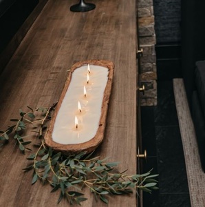 Porte-bougie rectangulaire moderne en bois, fait main, plateau à bougies décoratif, centre de table pour bougies en cire de soja, pour la maison - Product Image 2