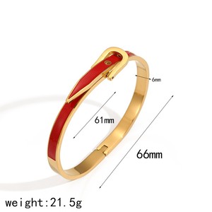 Pulsera de Acero Inoxidable con Diseño de Herradura y Esmalte, Pulsera Abierta de Moda para Mujer - Product Image 4