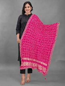 Designer Bandhani Dupatta with Gharchola Pattern With Zari Border - Product Image 5