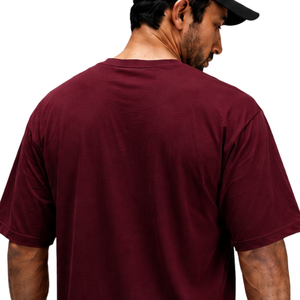 Camiseta Extra Grande para Hombre, 100% Algodón, Color Vino Tinto, Cuello Redondo, Manga Corta, Transpirable, Informal, para Gimnasio, Ropa Deportiva, Entrenamiento - Product Image 6