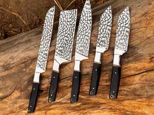 Ensemble de couteaux de chef professionnels de haute qualité avec manche en corne de bœuf en acier au carbone, logo personnalisé, kit de couteaux de cuisine japonais - Product Image 2