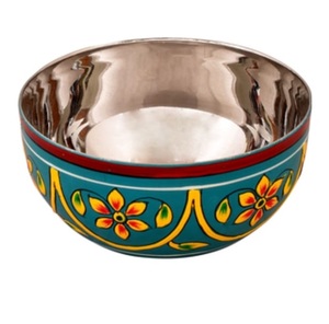 Bol en métal émaillé décoratif, sculpté à la main, au design élégant, pour servir des en-cas et des fruits, à prix abordable. - Product Image 2