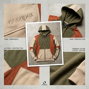 เสื้อฮู้ดซิปผู้ชายแบบ Color Block แต่งผ้าแบบ Patchwork ผ้าฟลีซ สไตล์สตรีทแวร์ลำลอง เสื้อแจ็คเก็ตมีฮู้ด ขายส่งเสื้อผ้า - Product Image 4