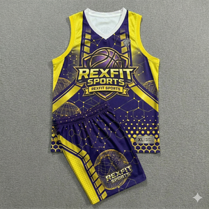 Sublimation Print <b>Two</b> <b>Pieces</b> Youth Basketball Clothing <b>Set</b> Uniforms Customization Team Brand Name Rexfit Sport Basketball Jersey - Product Image 3