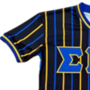 เสื้อเชิ้ต Sigma Gamma Rho ลายเส้นสีดำ SGRho สีน้ำเงินทอง เสื้อผ้ากรีกพรีเมียมสำหรับผู้หญิง เสื้อเชิ้ตมีสไตล์ - Product Image 6