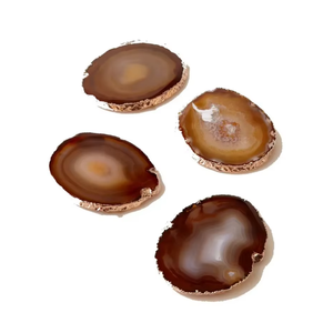 Posavasos de ágata amarilla de alta calidad en oferta, posavasos redondo de piedra de cristal para bebidas de mesa con soporte para café para el hogar - Product Image 1