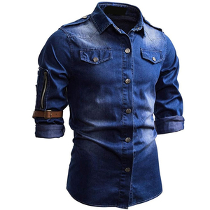 Camisa de Mezclilla Negra de Algodón para Hombre de Alta Calidad, Hecha a Medida con su Propio Diseño, Ligera, Transpirable, Elástica, Antiarrugas y de Secado Rápido - Product Image 3