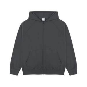 Mens Oversized Street Style <b>Hoodie</b> Custom Logo Printed Embroidered <b>Polyester</b> Cotton For Autumn Season Raglan Sleeve Black Full Z - Product Image 4