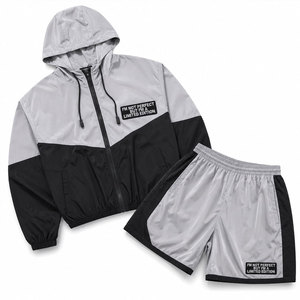 Conjunto Deportivo Ligero para Hombre, 100% Algodón, Resistente al Viento, Tallas Grandes, Chaqueta Cortavientos con Logotipo Personalizado, Pantalones Cortos, 2 Piezas, Transpirable - Product Image 1