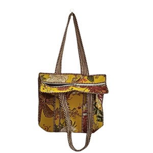 Bolso de mano con estampado de bloque de mano acolchado de algodón para mujer, bolso de hombro bohemio, bolsos de mano acolchados Kantha Stitch - Product Image 1