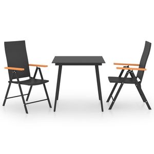 3 pezzi Set da pranzo Patio nero e marrone durevole mobili da esterno per esperienze culinarie confortevoli - Product Image 2