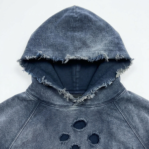 Sweats à capuche pour hommes, personnalisables avec logo, épais, à fermeture éclair, style vintage délavé, broderie, patch, anti-boulochage, ODM - Product Image 3