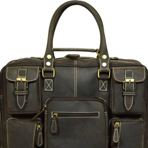 Mochila de Viaje Clásica, Maletín de Trabajo de Cuero con Múltiples Bolsillos, Cierre de Cremallera y Broche, Unisex, Gran Capacidad, Bolsa Organizadora - Product Image 5