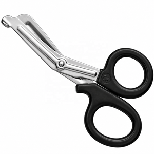 Ciseaux utilitaires robustes MJW, 7,5 pouces, manche noir, lame en acier inoxydable dentelée, usage domestique, artisanat, industrie - Product Image 1