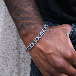 Bracelet tennis unisexe de luxe en diamant naturel taille princesse, or massif 14 carats, style maille cubaine, pour mariée - Product Image 1