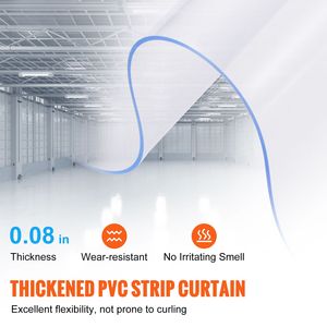 Tenda a Strisce Industriale in PVC Trasparente 96"H X 72"W X 0.08"Spessore, 12 Pezzi, Strisce Lisce per Congelatori e Refrigeratori, 12 Pezzi - Product Image 2