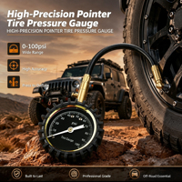 High Precision Pointer Tire Pressure Gauge 100PSI Heavy Duty Portable Air Pressure Tester for Car SUV Truck 4x4 Off Road Vehicle
