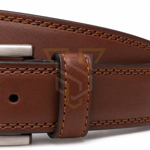 Ceinture en cuir de vachette marron SANDRA TRADERS avec boucle à ardillon en alliage, couleur unie, forme rectangulaire, largeur et longueur personnalisables, design durable - Product Image 3