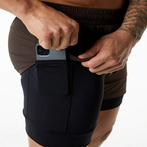 Pantalones Cortos Deportivos de Doble Capa para Hombre, Pantalones Cortos de Compresión para Correr, Personalización OEM, Pantalones Cortos para Hombre de Marca Propia - Product Image 5