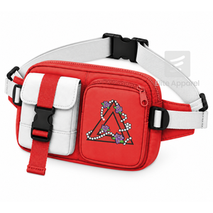Sac banane personnalisé Delta Sigma Theta, rouge et blanc, style décontracté, logo brodé et poche zippée, pour femme, vêtements grecs. - Product Image 2