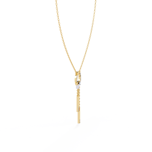 Elegant Geometric Circle Tassel Princess Cut Lab Grown Diamond <b>Necklace</b> Handcrafted 14K Yellow Gold Luxury <b>Statement</b> Jewellery - Product Image 4