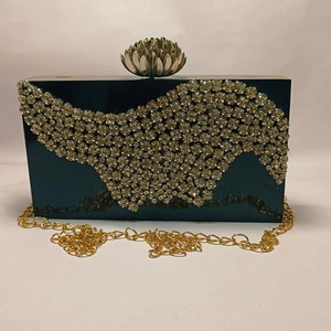 <b>Cream</b> Resin Bridal <b>Clutch</b> Handmade Flower Crystal Evening Purse Custom Wedding Decoration Gift - Product Image 5