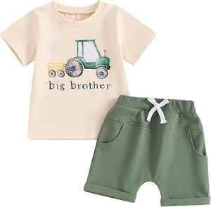 Bébé garçon tenues drôle tracteur imprimer à manches courtes hauts et short à cordon petits enfants survêtement 2 pièces ensemble de vêtements d'été - Product Image 5