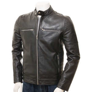 Chaqueta de Cuero Vacuno Genuino Personalizable para Hombre, Color Sólido, Estilo Urbano, con Mangas Largas, Chaqueta de Invierno - Product Image 3