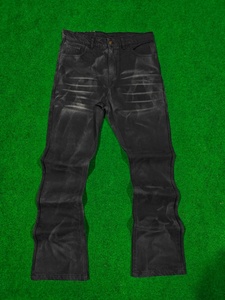 Custom Wholesale Vintage Waxed <b>Jeans</b> Men Bell Bottom Streetwear Denim <b>Jeans</b> <b>Skinny</b> Slim Fit Black Flared <b>Jeans</b> for Men - Product Image 3