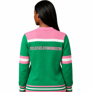   Pulls à col en V avec lettres pour les sororités/fraternités/écoles/collèges/universités, cardigans tricotés unisexes - Product Image 3