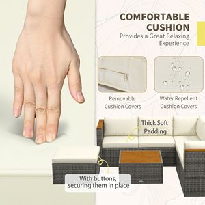 Set Divano Sezionale in Rattan PE a 7 Pezzi con Cuscini, Mobili da Esterno per Patio, Include Tavolino da Caffè, Colore Bianco - Product Image 5