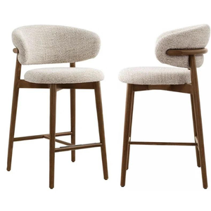 Nordic Bar Stools With Designer Fabric Seats in Minimalist Style for Garden and Home Furniture - Product Image 2
