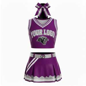 Ensemble d'uniformes de cheerleading personnalisés, noir et vert, logo panthère, impression par sublimation, tenue de cheerleader pour femmes adultes, uniformes sportifs - Product Image 3