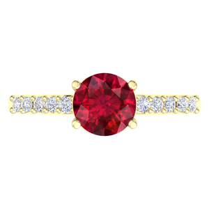 925 Sterling <b>Silver</b> Gold Plated Ruby CZ Engagement <b>Ring</b> Round Cut <b>Solitaire</b> <b>Ring</b> with Cubic Zirconia Side Stones Luxury Women - Product Image 3
