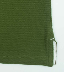 Polo homme vert olive uni à manches courtes en coton Oxford, coupe classique, respirant, avec boutons - Product Image 3