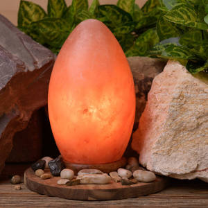 Natural Himalayan Egg Shaped Rock Salt Lamp on a Wooden Base/Salt Lamp <b>Crystal</b> Lamp With Light From the Salt Range of Pakistan - Product Image 4
