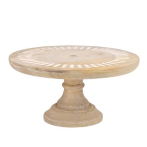 Hand Carved Mango Wood Floral Motif <b>Cake</b> Stand Pedestal for <b>Weddings</b> and Farmhouse Kitchen Home Decoration <b>Cake</b> Stand - Product Image 2