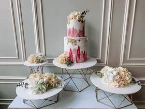 Expositor comercial, expositor para panadería, plataforma dorada para servir, expositor para decoración de banquetes - Product Image 5